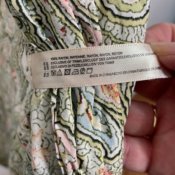 Floreat Anthropologie Women’s Lightweight Paisley Robe Green with Pink Lace S - Picture 8 of 8